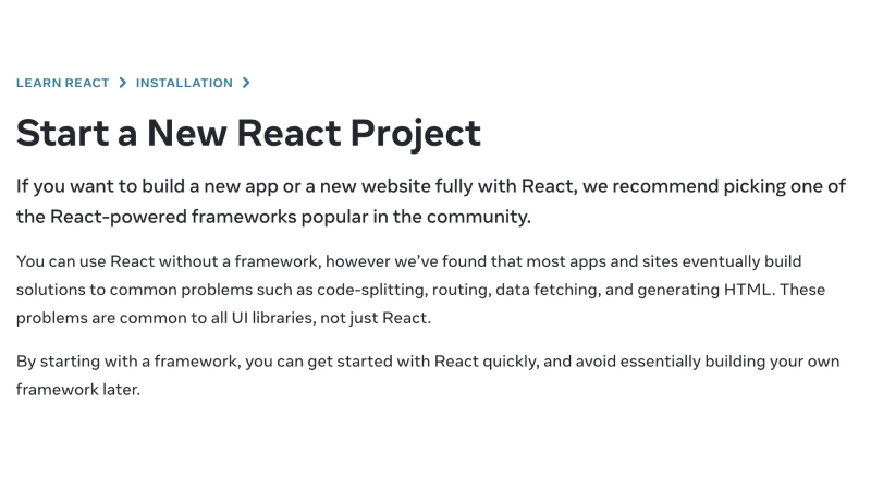 React обновил руководство по установке: теперь рекомендуются сторонние фреймворки — Tproger